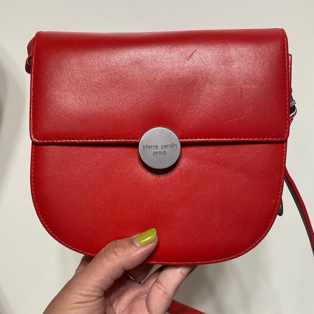 Vintage Red Pierre Cardin Leather Bag